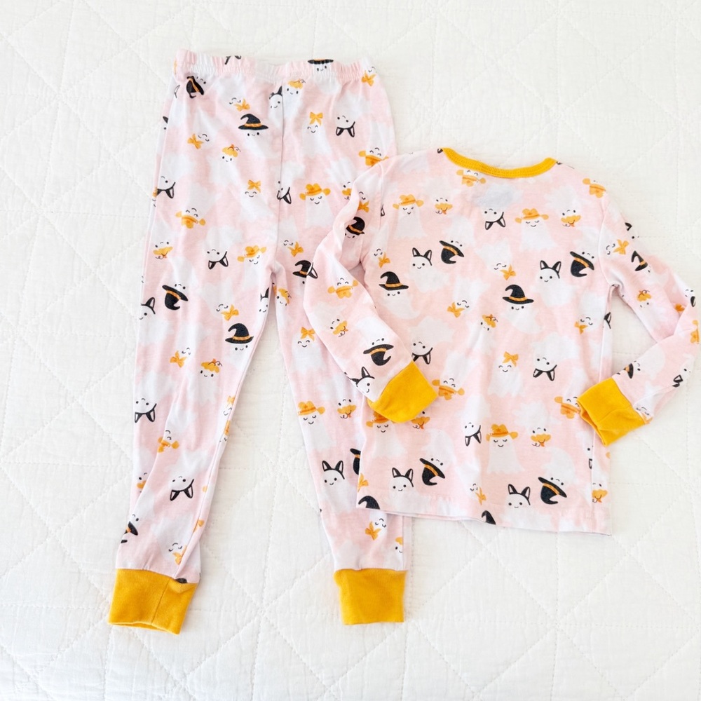 4 PJs and Pumpkins Girl Ghost Print Pajama Set Halloween - Picture 5 of 5